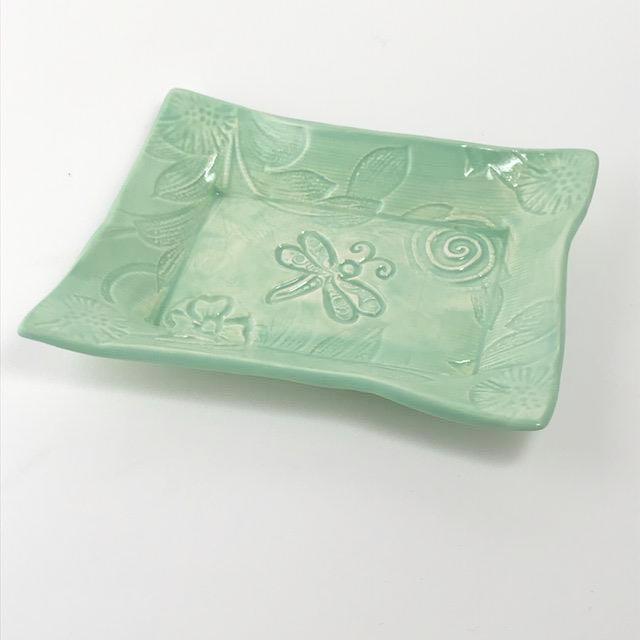 Lorraine Oerth pottery tray with dragonfly design