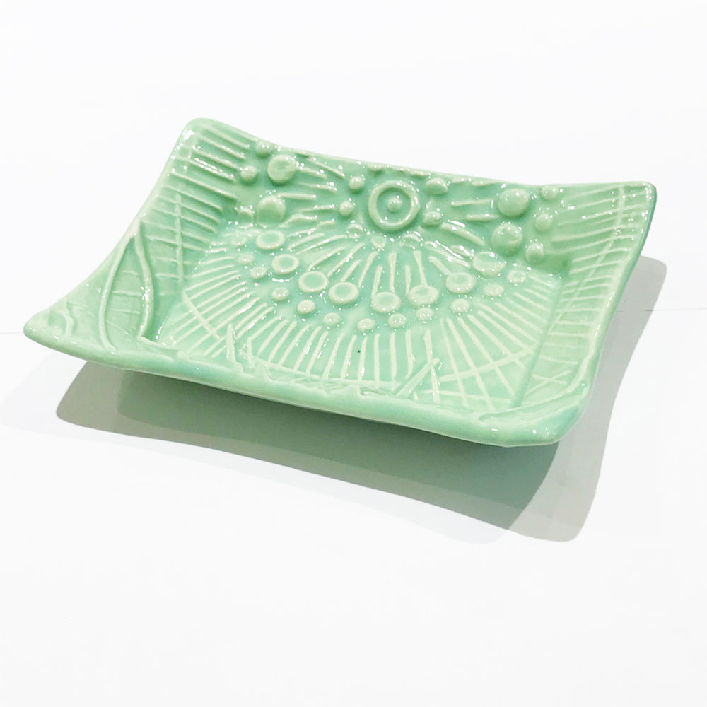 Cute Little Soap Dish - Floral Fantasy in Spa Green - Stock Colors