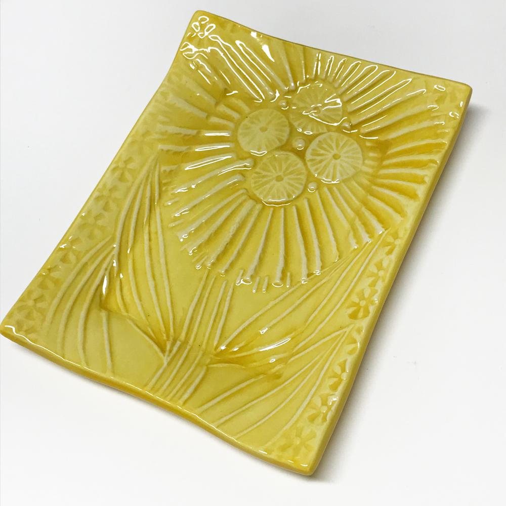 Handmade ceramic tray by Lorraine Oerth Water Lily Design